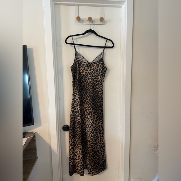 All Saints Hera Leopard Print 2-In-1 Midi Dress - Picture 6 of 14